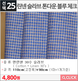 린넨 슬라브 톤다운 블루 체크