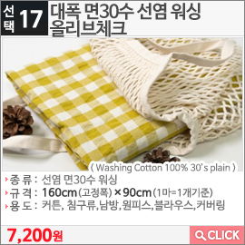 대폭 면30수 선염 워싱 올리브체크